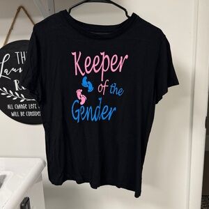 Black Graphic Tee with Pink and Blue Text